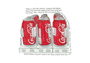 The Golden Ticket Cola artwork on its own, unframed