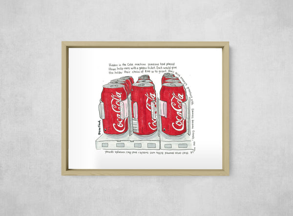 The Golden Ticket Cola, framed, front on