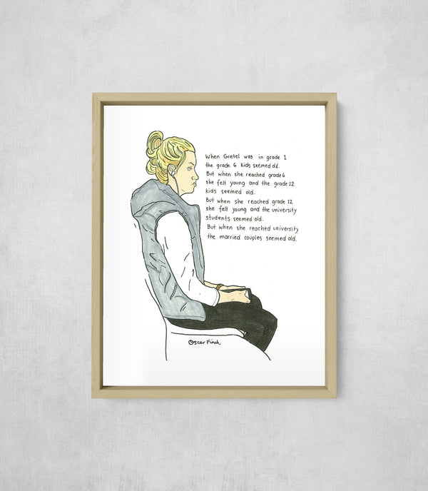 Gretel and Time, framed, front on