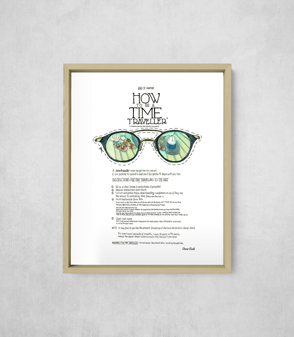 How To Be A Time Traveller, framed, front on