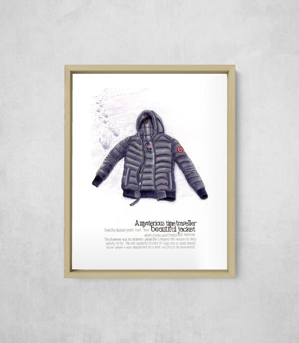 The Time Traveller's Flying Jacket, framed, front on
