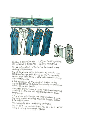 The Jeans That Turned Him Invisible artwork on its own, unframed
