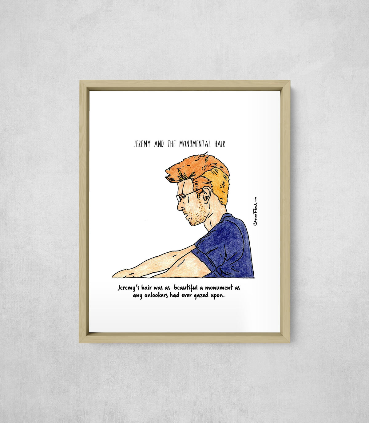 Jeremy and the Monumental Hair, framed, front on