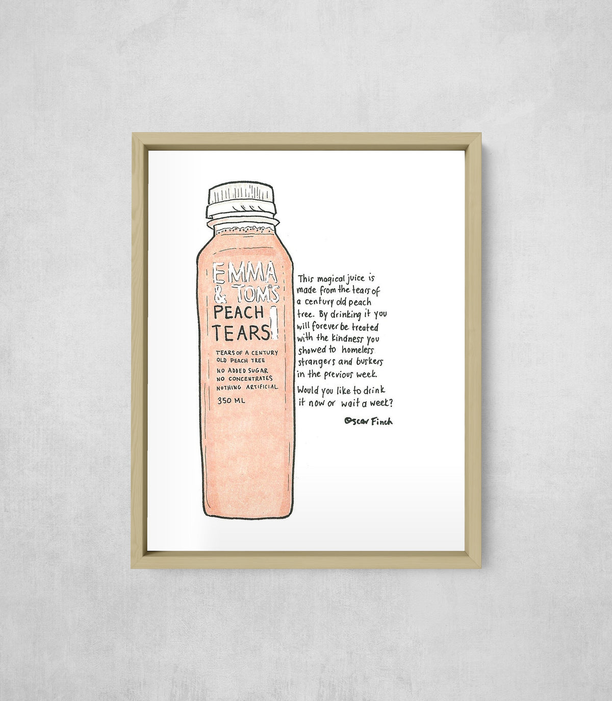 The Magical Peach Tears, framed, front on