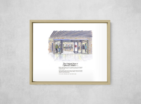 The Magical Store & Mysterious Jackets, framed, front on