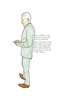 The Man with Luminous White Hair artwork on its own, unframed