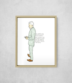The Man with Luminous White Hair, framed, front on