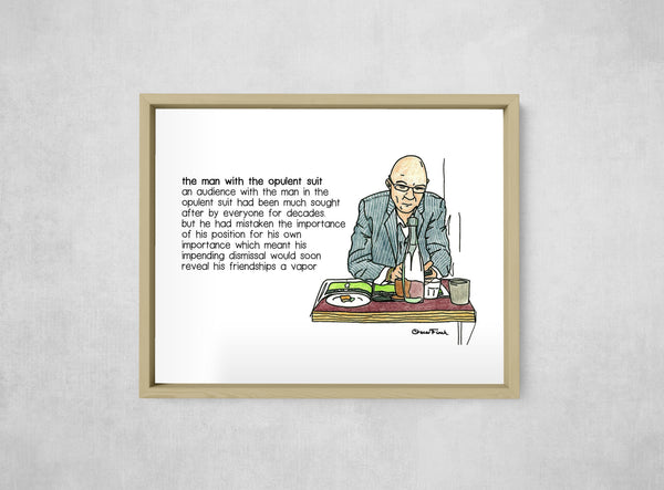 The Man with the Opulent Suit, framed, front on