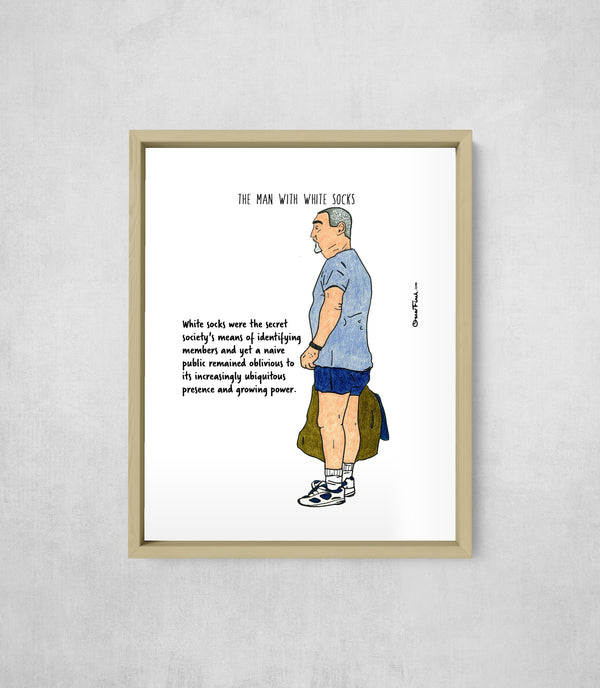 The Man with White Socks, framed, front on