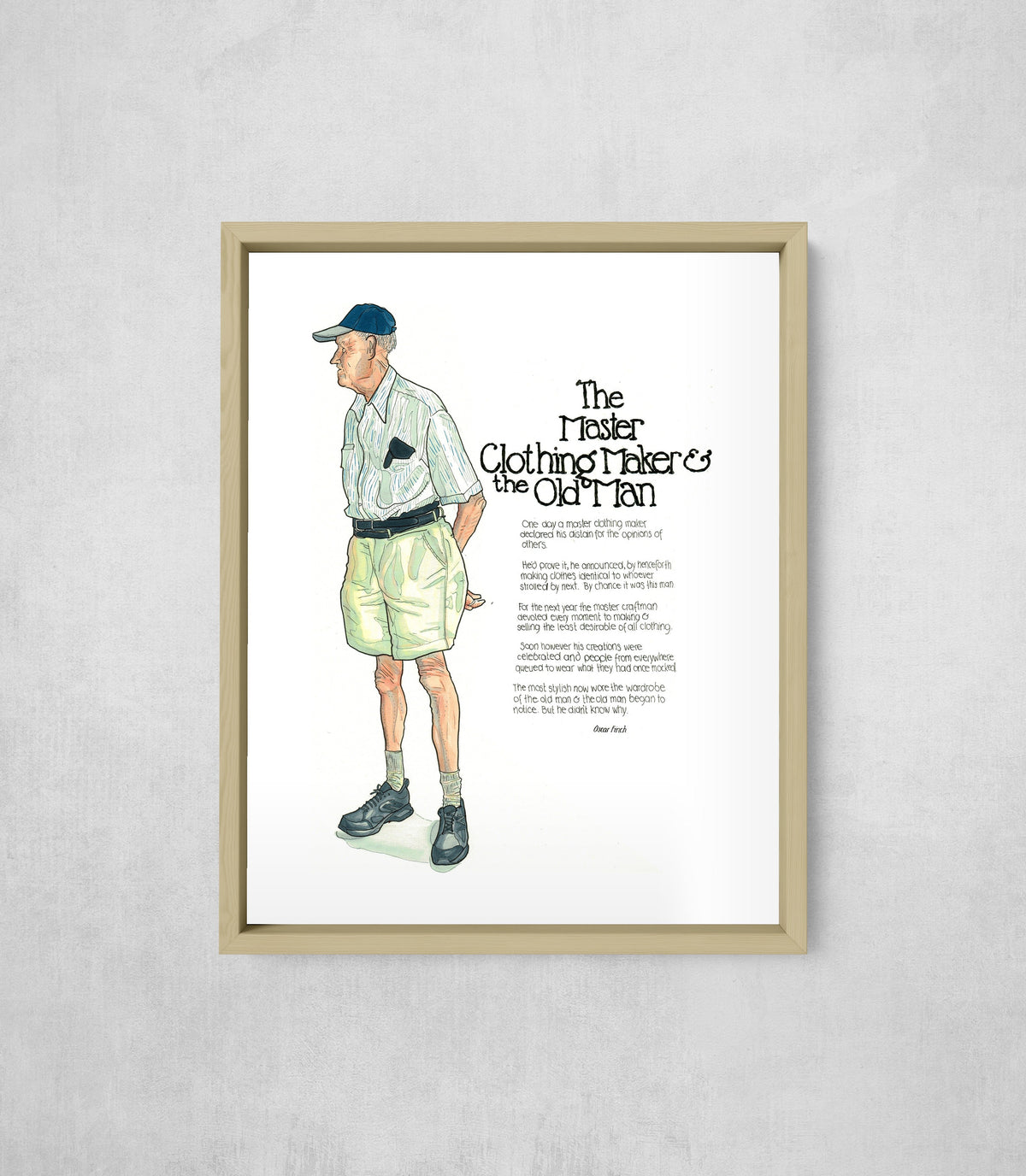 The Master Clothing Maker & the Old Man, framed, front on