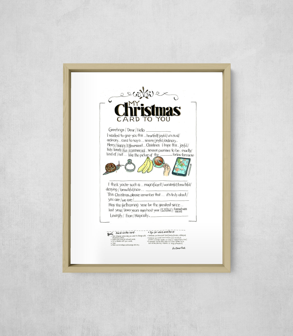 My Christmas Card to You, framed, front on