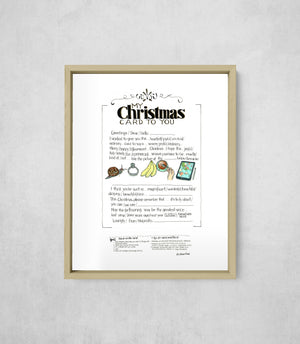 My Christmas Card to You, framed, front on