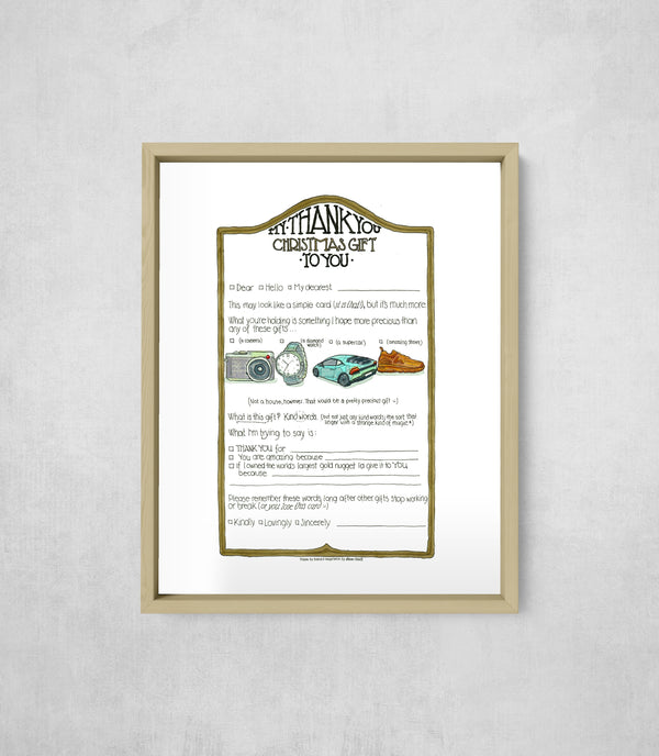 My Thank You Christmas Gift to You, framed, front on