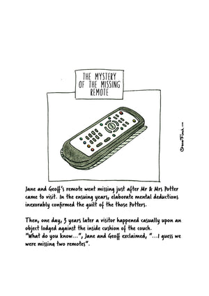 The Mystery of the Missing Remote artwork on its own, unframed