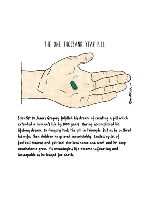 The One Thousand Year Pill artwork on its own, unframed
