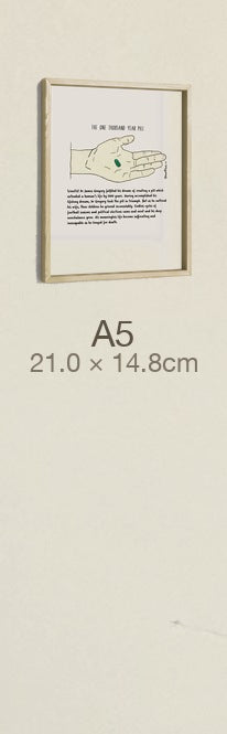 The One Thousand Year Pill, single size, true relative scale