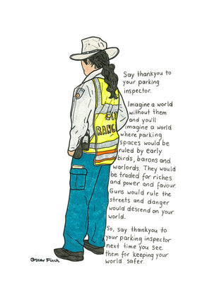 Say Thankyou to Your Parking Inspector artwork on its own, unframed