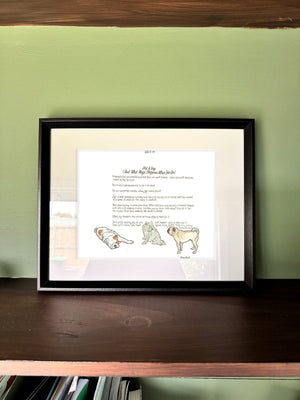 Pat A Dog (And What Magic Happens When You Do) in a real frame, on the wall