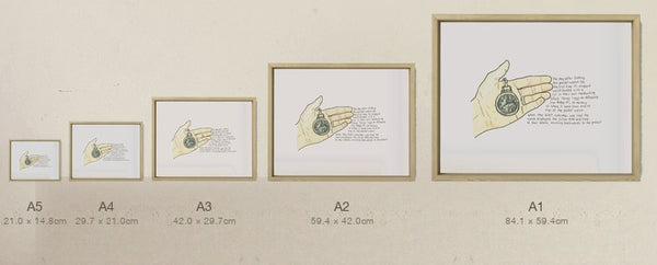Pocket Watch, all five sizes, true relative scale