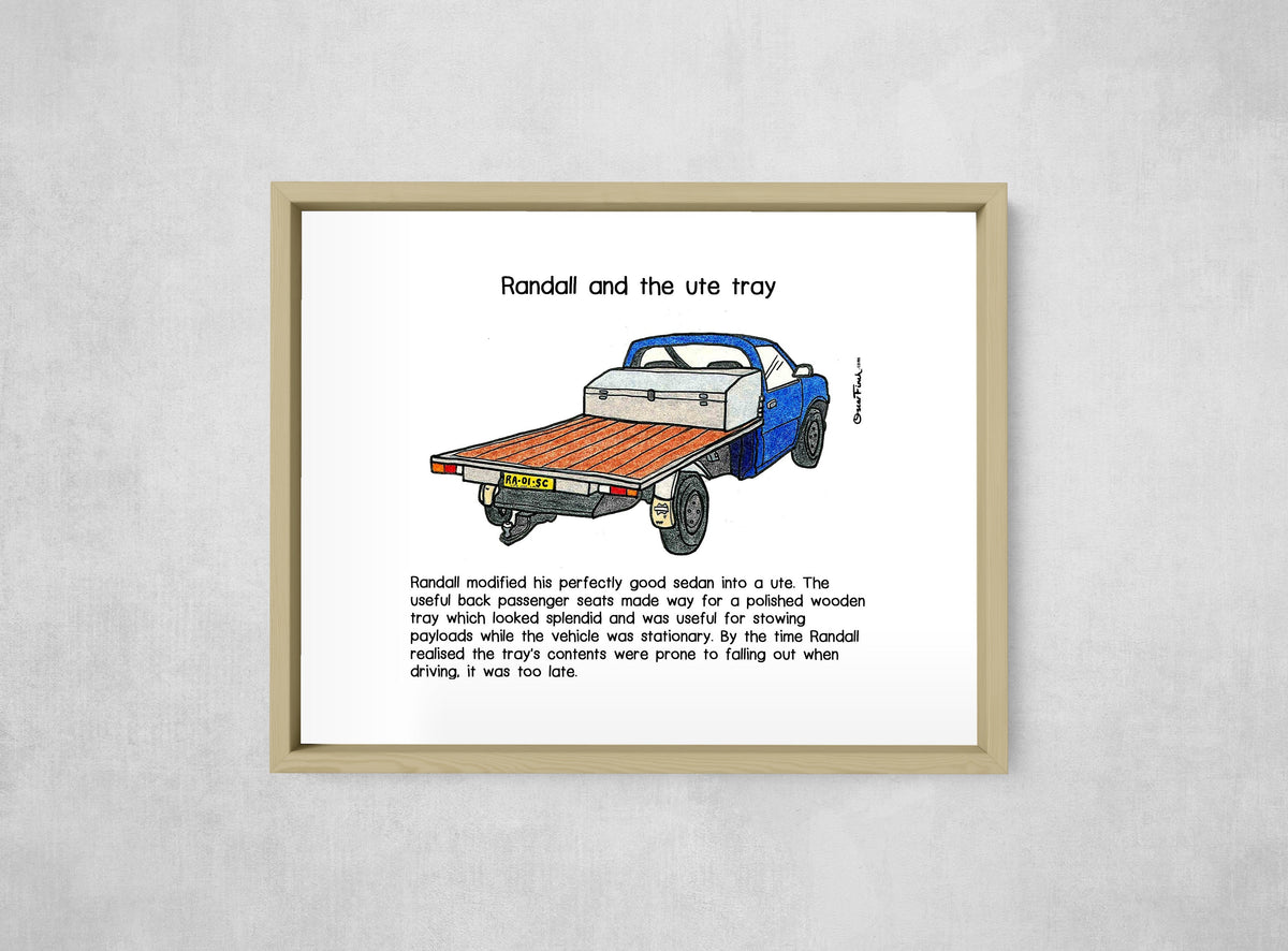 Randall and the Ute Tray, framed, front on