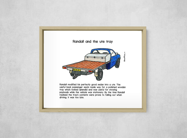 Randall and the Ute Tray, framed, front on