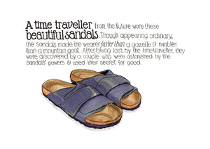 The Time Traveller's Sandals artwork on its own, unframed