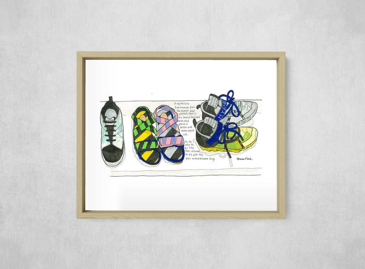 The Shoes That Made Him King, framed, front on