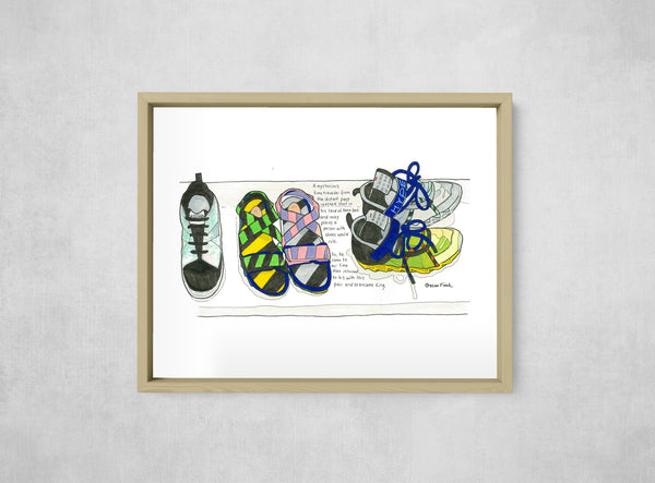 The Shoes That Made Him King, framed, front on