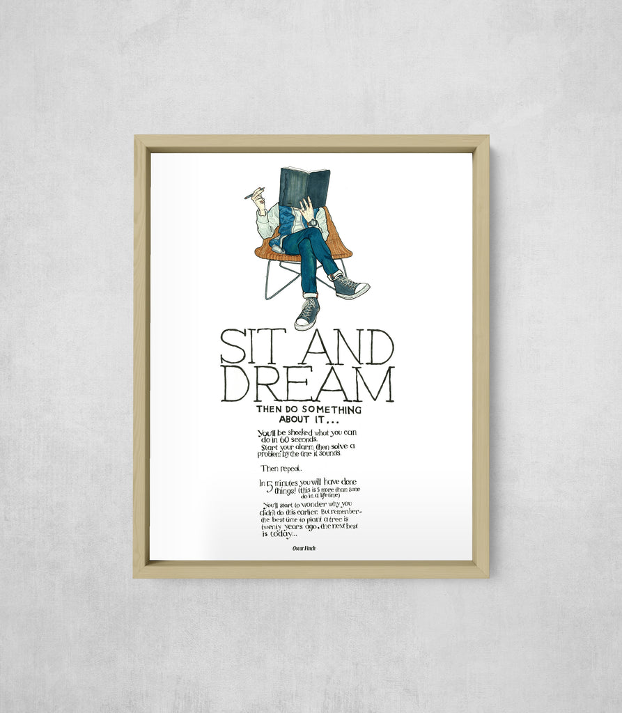Sit and Dream, framed, front on