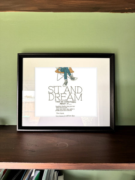 Sit and Dream in a real frame, on the wall