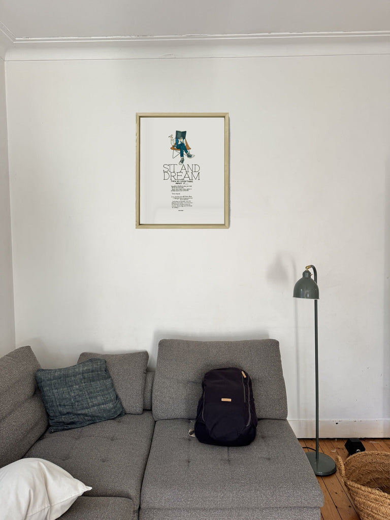 Sit and Dream in a real frame, on the wall