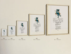 Sit and Dream, all five sizes, true relative scale
