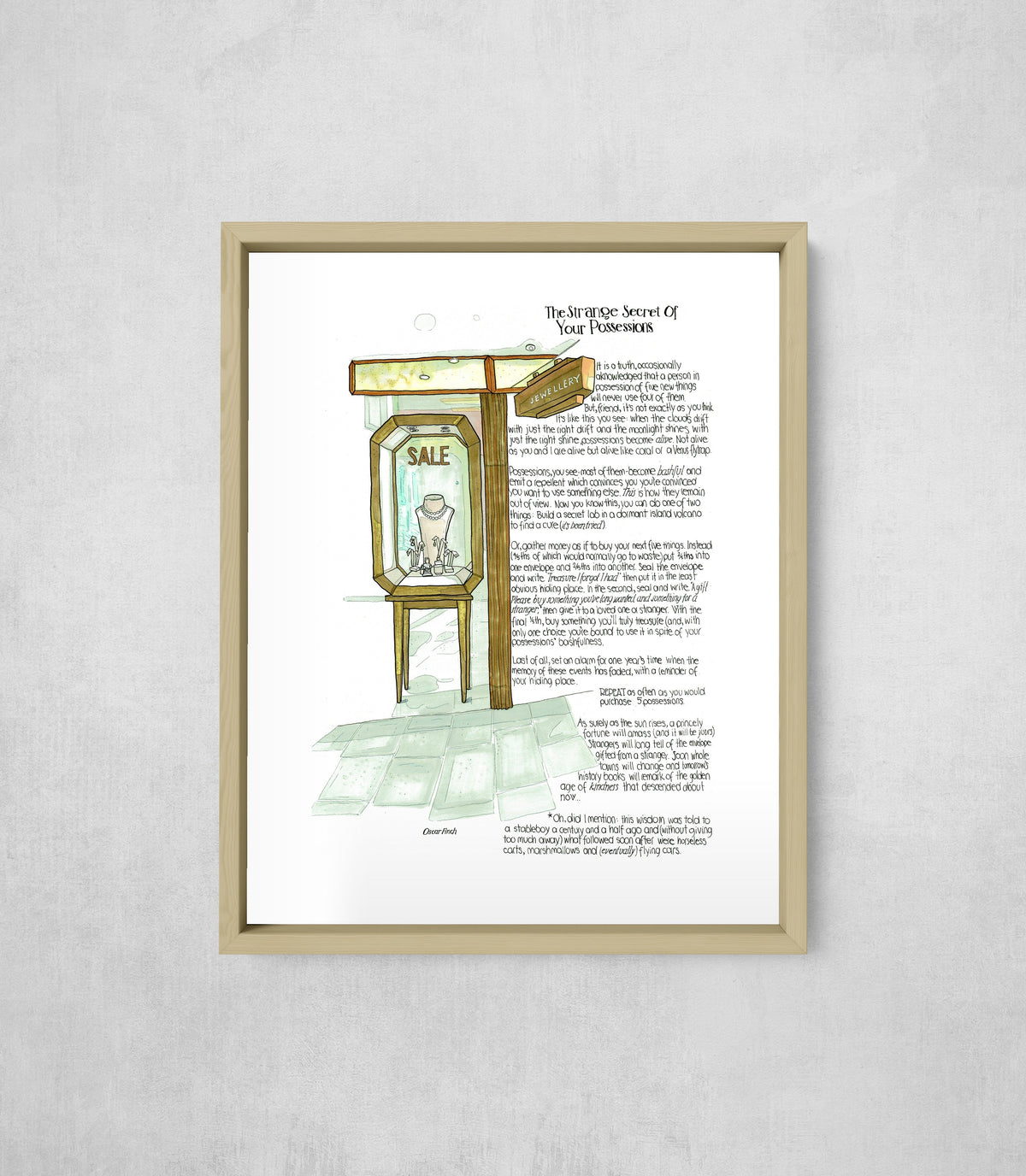 The Strange Secret Of Your Possessions, framed, front on