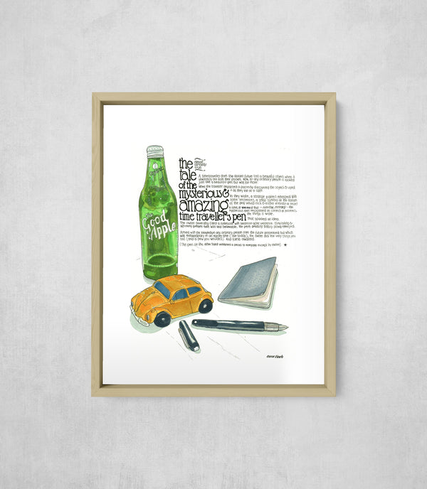 The Tale of the Mysterious & Amazing Time Traveller's Pen, framed, front on
