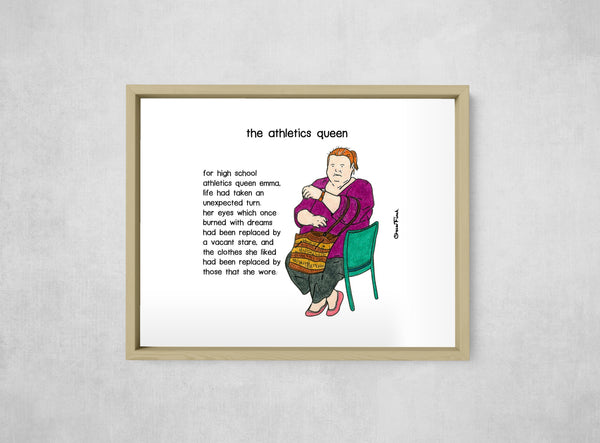 The Athletics Queen, framed, front on