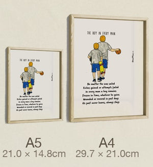 The Boy in Every Man, both sizes, true relative scale