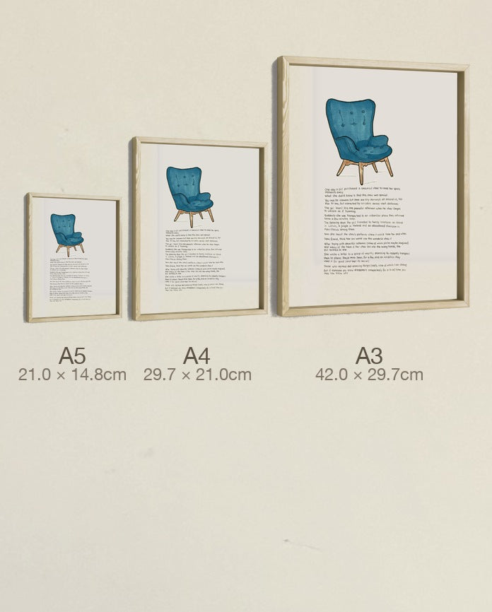 The Doorway Chair, all three sizes, true relative scale