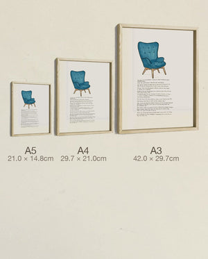 The Doorway Chair, all three sizes, true relative scale