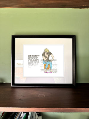 The Girl with the Infinity Tattoo in a real frame, on the wall