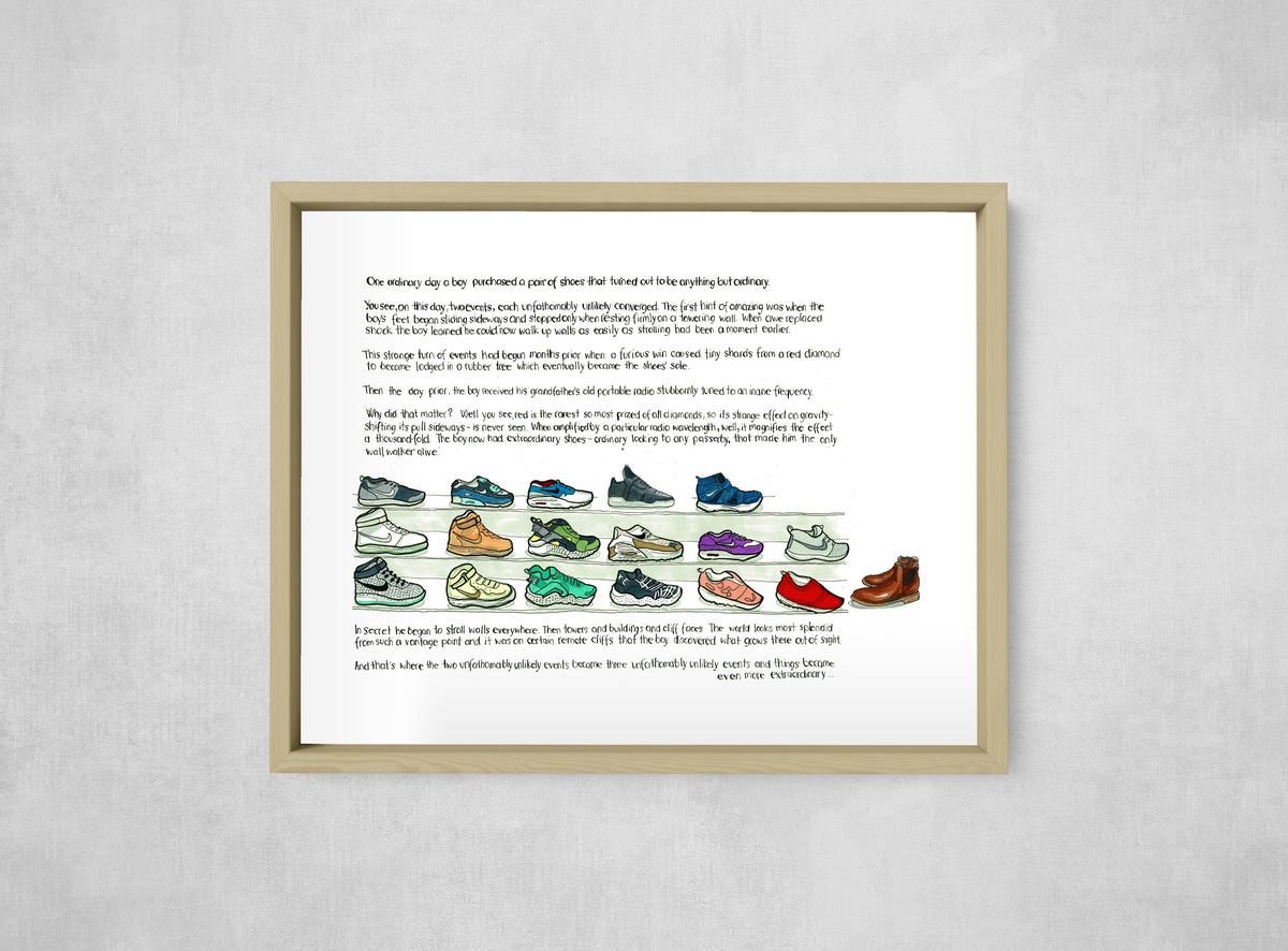 The Gravity Shoes, framed, front on