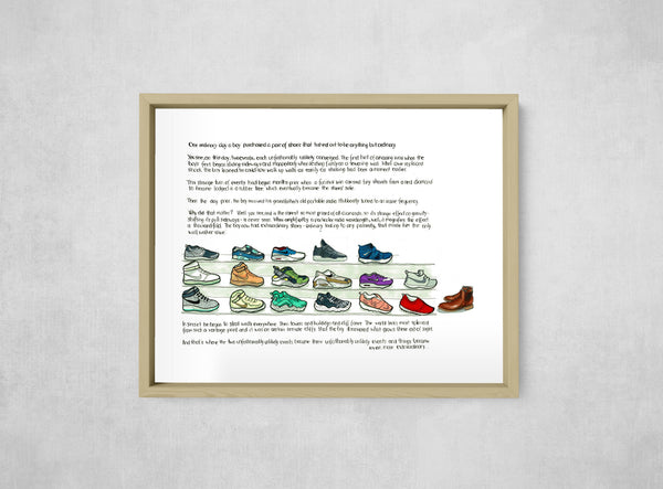 The Gravity Shoes, framed, front on