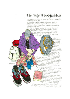 The Magical Beggar's Box artwork on its own, unframed