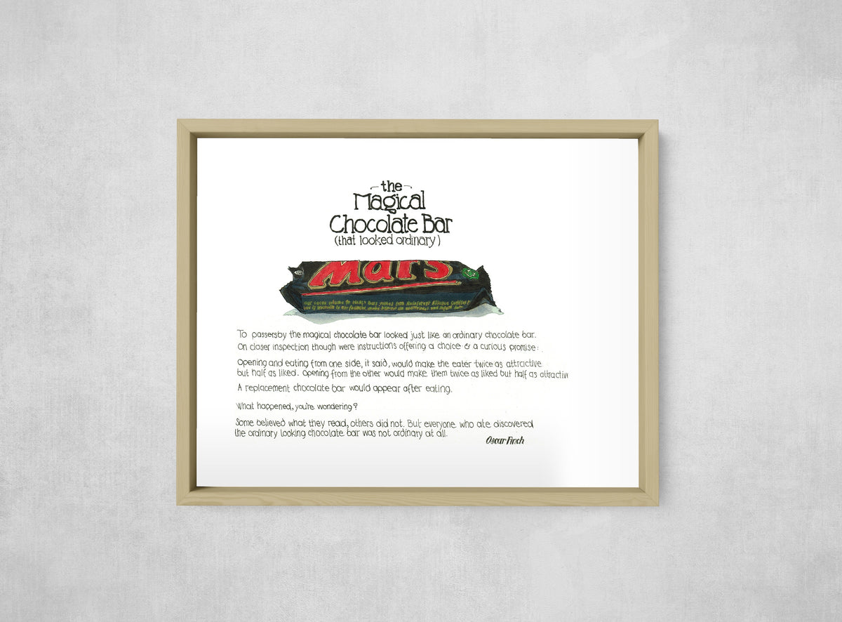 The Magical Chocolate Bar That Looked Ordinary, framed, front on