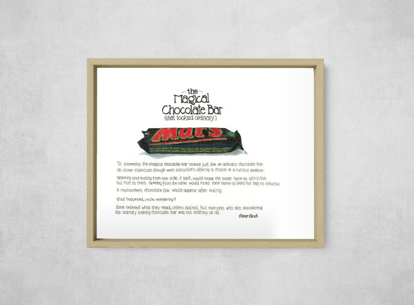 The Magical Chocolate Bar That Looked Ordinary, framed, front on