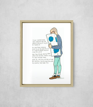 The Man Who Invented Socks, framed, front on