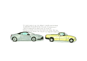 The Rusty Old Car artwork on its own, unframed