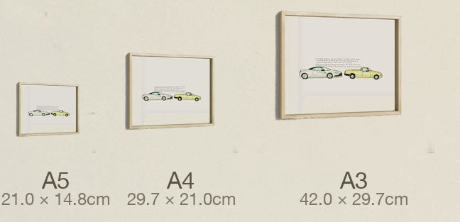 The Rusty Old Car, all three sizes, true relative scale