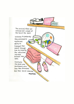 The Unusual Shoes artwork on its own, unframed