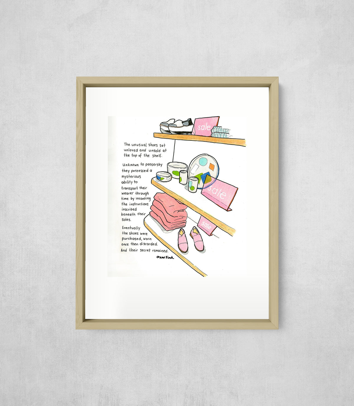 The Unusual Shoes, framed, front on