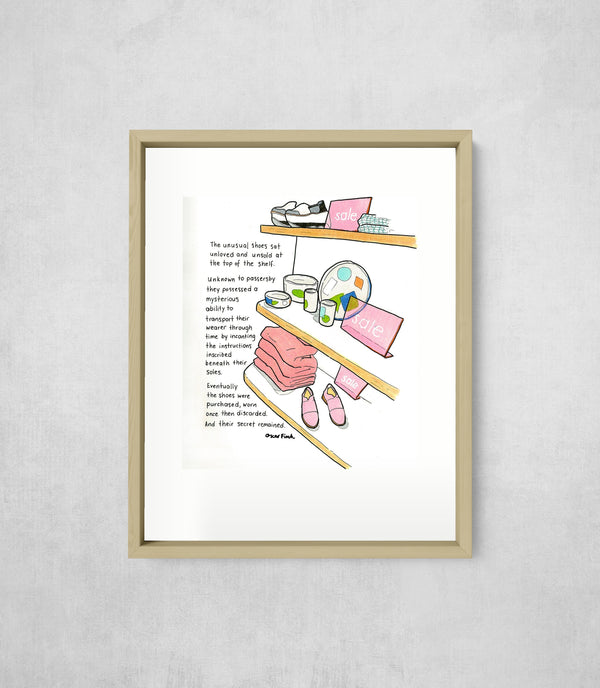 The Unusual Shoes, framed, front on